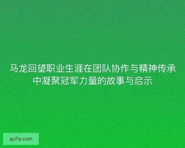 马龙回望职业生涯在团队协作与精神传承中凝聚冠军力量的故事与启示