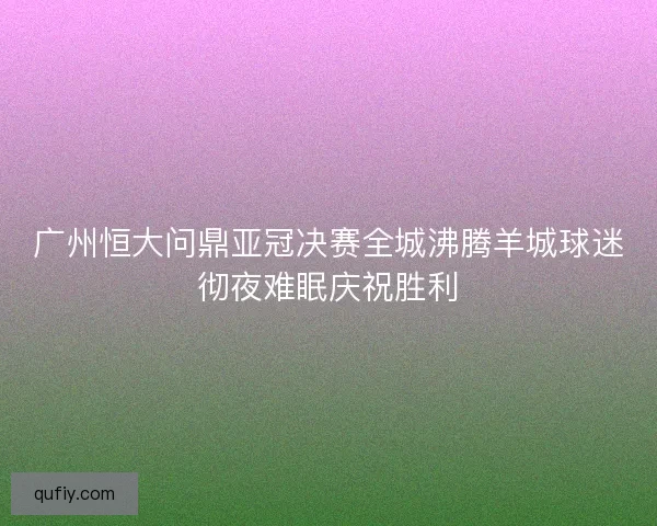 广州恒大问鼎亚冠决赛全城沸腾羊城球迷彻夜难眠庆祝胜利