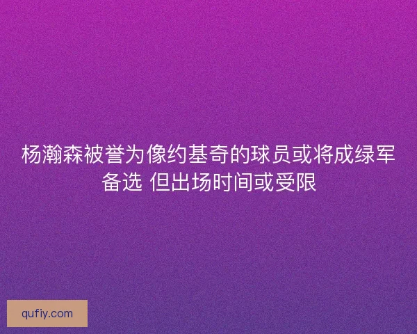 杨瀚森被誉为像约基奇的球员或将成绿军备选 但出场时间或受限